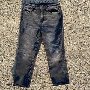 Judy Blue Jeans Womens 7/28 Black DIstressed Skinny Fit Capri‎ Crop Denim